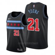 Camiseta Chicago Bulls Thaddeus Young #21 Ciudad Negro