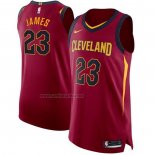 Camiseta Cleveland Cavaliers LeBron James #23 Icon Autentico Rojo