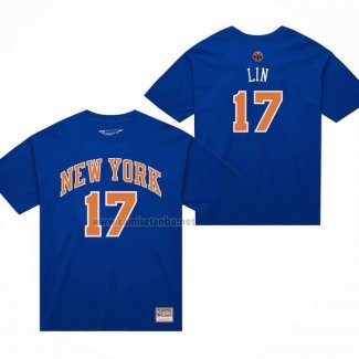 Camiseta Corta Manga New York Knicks Jeremy Lin NO 17 Azul