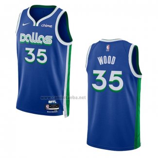 Camiseta Dallas Mavericks Christian Wood #35 Ciudad 2022-23 Azul