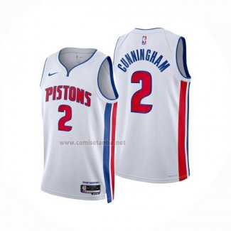 Camiseta Detroit Pistons Cade Cunningham NO 2 Association 2024-25 Blanco
