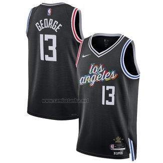 Camiseta Los Angeles Clippers Paul George #13 Ciudad 2022-23 Negro