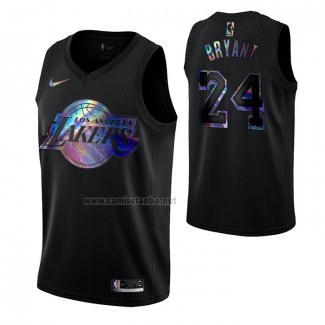 Camiseta Los Angeles Lakers Kobe Bryant #24 Iridescent Logo Negro