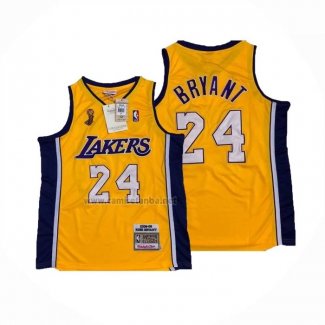 Camiseta Los Angeles Lakers Kobe Bryant NO 24 Mitchell & Ness 2008-09 Amarillo