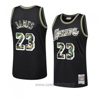 Camiseta Los Angeles Lakers Lebron James Camuflaje Negro