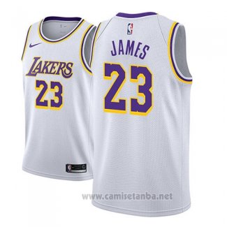 Camiseta Los Angeles Lakers Lebron James #23 Association 2018-19 Blanco