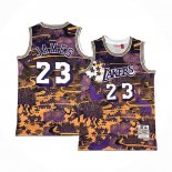 Camiseta Los Angeles Lakers Lebron James NO 23 Mitchell & Ness Lunar New Year Violeta