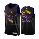 Camiseta Los Angeles Lakers Rui Hachimura #28 Ciudad 2023-24 Negro