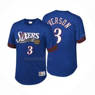 Camiseta Manga Corta Philadelphia 76ers Allen Iverson NO 3 Azul