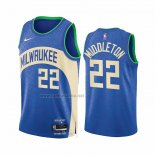 Camiseta Milwaukee Bucks Khris Middleton #22 Ciudad 2023-24 Azul