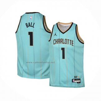 Camiseta Nino Charlotte Hornets Lonzo Ball #1 Ciudad 2024-25 Verde