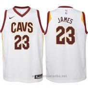 Camiseta Nino Cleveland Cavaliers LeBron James #23 2017-18 Blanco