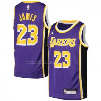 Camiseta Nino Los Angeles Lakers LeBron James #23 Statement Violeta