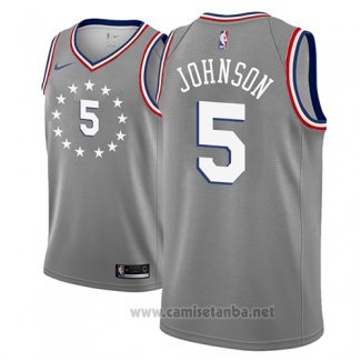 Camiseta Philadelphia 76ers Amir Johnson #5 Ciudad 2018-19 Gris