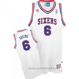 Camiseta Philadelphia 76ers Julius Erving #6 Retro Blanco