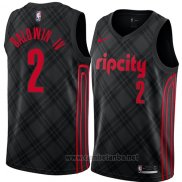 Camiseta Portland Trail Blazers Wade Baldwin IV #2 Ciudad 2018 Negro