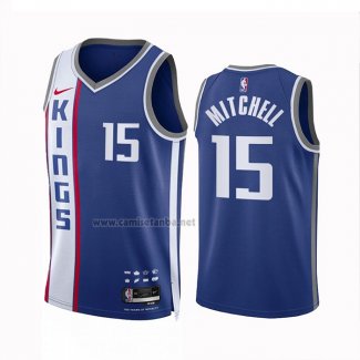 Camiseta Sacramento Kings Davion Mitchell #15 Ciudad 2023-24 Azul