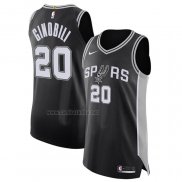 Camiseta San Antonio Spurs Manu Ginobili #20 Icon Autentico Negro