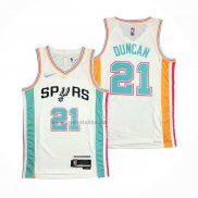 Camiseta San Antonio Spurs Tim Duncan #21 Ciudad 2021-22 Blanco