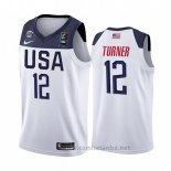 Camiseta USA Myles Turner #12 2019 FIBA Basketball World Cup Blanco