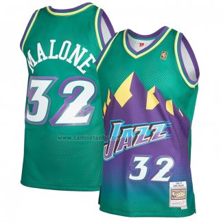 Camiseta Utah Jazz Karl Malone #32 Mitchell & Ness 1996-97 Verde