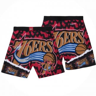 Pantalone Philadelphia 76ers Mitchell & Ness Naranja Rojo Negro