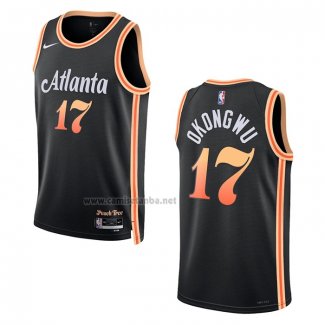 Camiseta Atlanta Hawks Onyeka Okongwu #17 Ciudad 2022-23 Negro