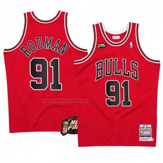 Camiseta Chicago Bulls Dennis Rodman #91 Mitchell & Ness 1997-98 NBA Finals Rojo