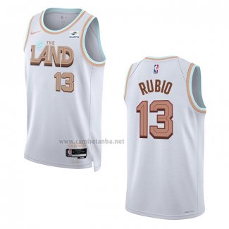 Camiseta Cleveland Cavaliers Ricky Rubio #13 Ciudad 2022-23 Blanco