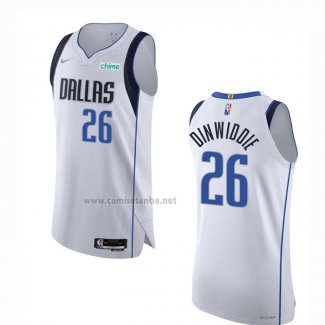 Camiseta Dallas Mavericks Spencer Dinwiddie #26 Association Autentico Blanco