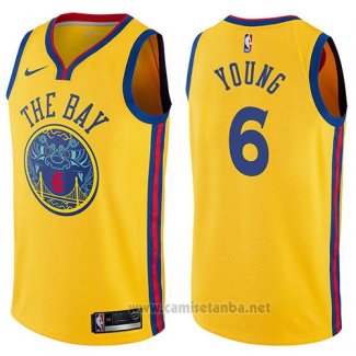 Camiseta Golden State Warriors Nick Young #6 Chinese Heritage Ciudad 2017-18 Amarillo