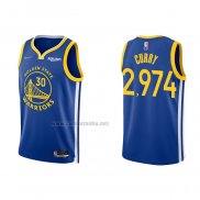 Camiseta Golden State Warriors Stephen Curry 2974th 3 Points Azul