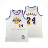 Camiseta Los Angeles Lakers Kobe Bryant NO 24 Mitchell & Ness Chainstitch Crema