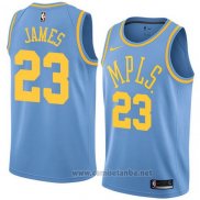 Camiseta Los Angeles Lakers Lebron James #23 Classic 2017-18 Azul