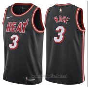 Camiseta Miami Heat Wade #3 Ciudad 2017-18 Negro Rojo