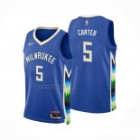 Camiseta Milwaukee Bucks Jevon Carter #5 Ciudad 2022-23 Azul