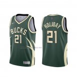 Camiseta Milwaukee Bucks Jrue Holiday #21 Earned 2020-21 Verde