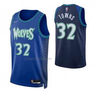 Camiseta Minnesota Timberwolves Anthony Towns #32 Ciudad 2021-22 Azul