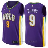 Camiseta New Orleans Pelicans Rondo #9 Ciudad 2017-18 Violeta