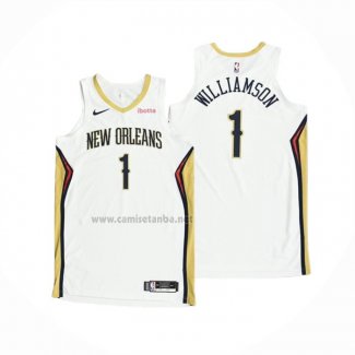 Camiseta New Orleans Pelicans Zion Williamson #1 Association Autentico 2020-21 Blanco