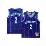 Camiseta Nino Charlotte Hornets Larry Johnson #2 Mitchell & Ness 1992-93 Violeta