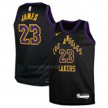 Camiseta Nino Los Angeles Lakers Lebron James NO 23 Ciudad 2023-24 Negro