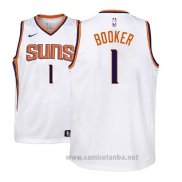 Camiseta Nino Phoenix Suns Devin Booker #1 2017-18 Blanco