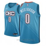 Camiseta Oklahoma City Thunder Russell Westbrook #0 Ciudad 2018-19 Azul