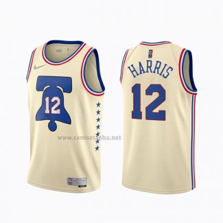 Camiseta Philadelphia 76ers Tobias Harris #12 Earned 2020-21 Crema