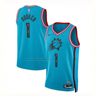 Camiseta Phoenix Suns Devin Booker #1 Ciudad 2022-23 Azul