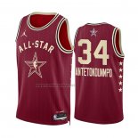 Camiseta All Star 2024 Milwaukee Bucks Giannis Antetokounmpo NO 34 Rojo