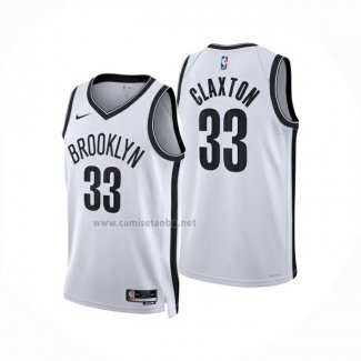 Camiseta Brooklyn Nets Nic Claxton NO 33 Association 2024-25 Blanco