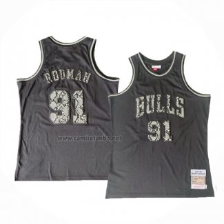 Camiseta Chicago Bulls Dennis Rodman #91 Mitchell & Ness 1997-98 Negro1
