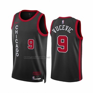 Camiseta Chicago Bulls Nikola Vucevic #9 Ciudad 2023-24 Negro